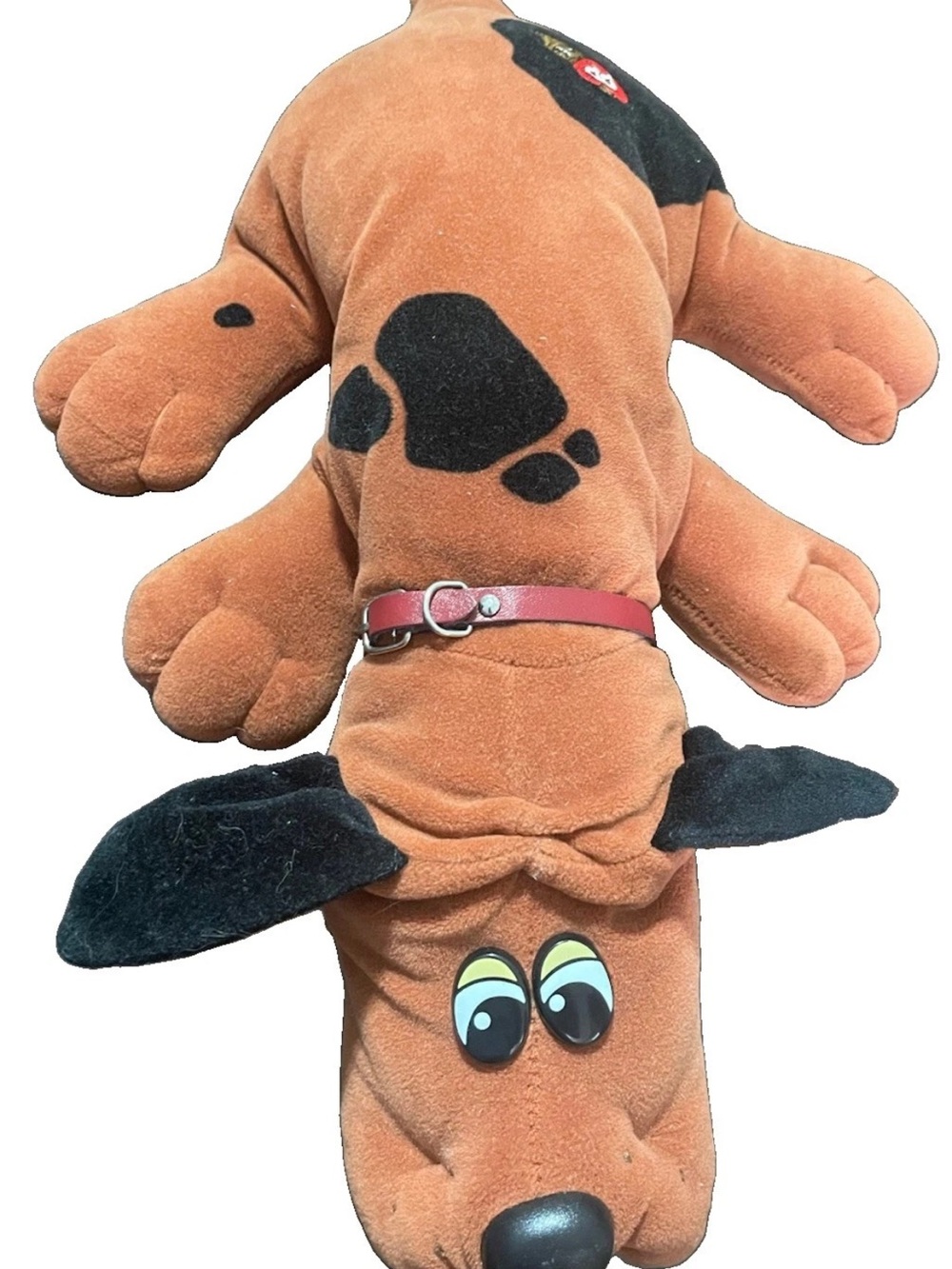 Vintage 1985 Tonka Pound Puppies Plush Dog Brown Black Spots Red Collar Korea